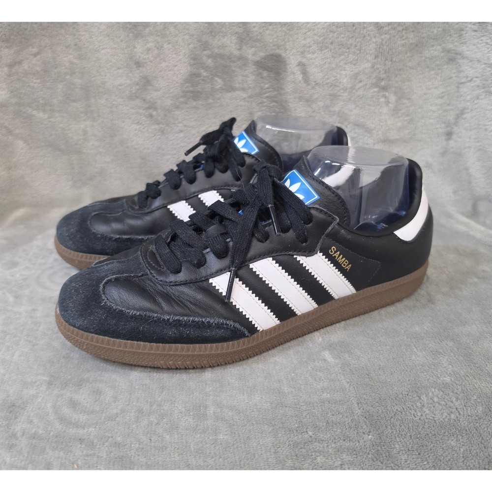 Adidas Samba OG Black White Gum Sole Leather Sneakers B75807 Mens 8 Women 9